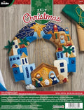 Bucilla Felt Applique Wreath Town of Bethlehem, Size 13 x 12.5-Inch, Blue, Brown, Gray