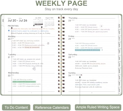 Planner 2026-2027, Weekly and Monthly Calendar Planner, JUL 2026 - JUN 2027