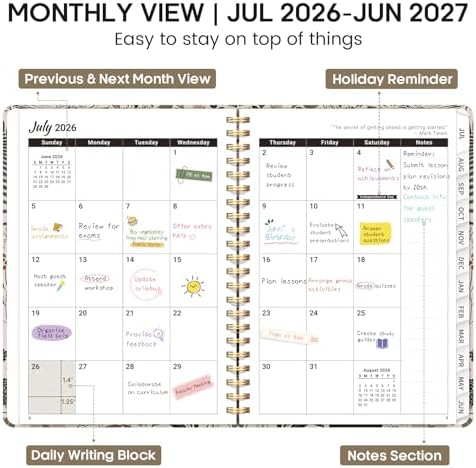Planner 2026-2027, Weekly & Monthly Academic Calendar, Jul 2026 – Jun 2027