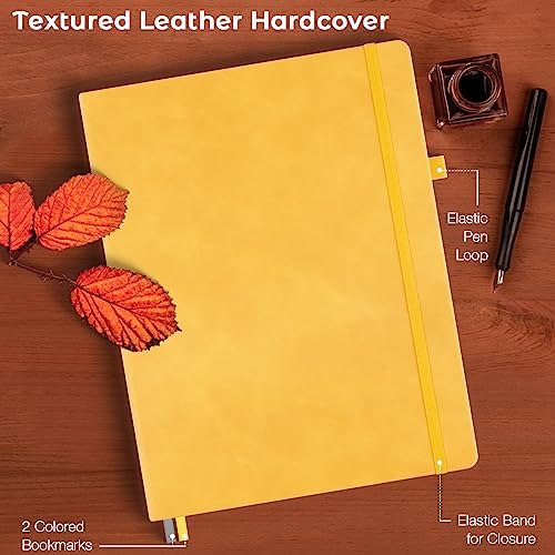 Dotted Journal, 8.5" x 11" Hardcover Leather Notebook, No Bleed Thick Paper