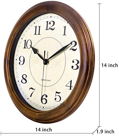 Kesin Wall Clock Wood 14 Inch Silent Wall Clocks Large Decorative