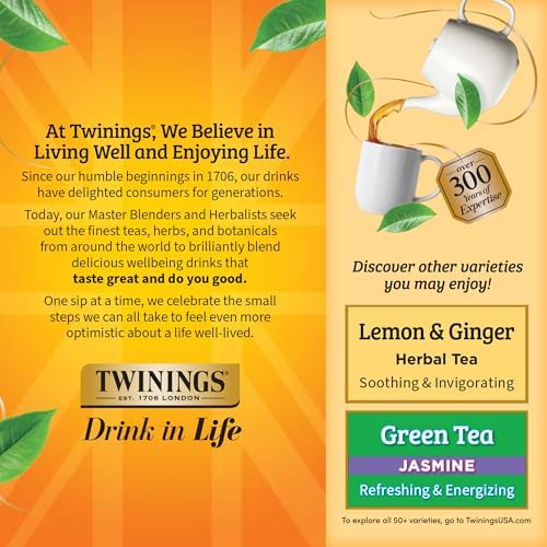 Twinings Camomile, Honey & Vanilla Herbal Tea Individually Wrapped Bags, 100 Count (Pack of 1), Naturally Caffeine-Free, Enjoy Hot or Iced, 100 Teabags