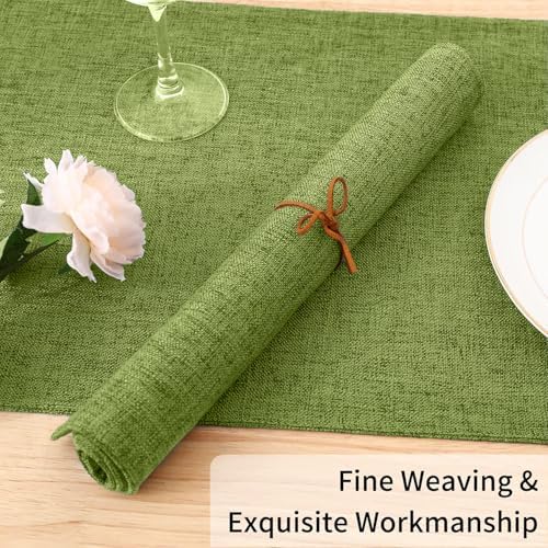 Homaxy Cloths Placemats for Dining Table Set of 4, 13" x 19", Grass Green