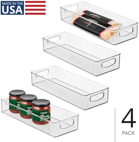 iDesign Slim Extra Long Clear Storage Bin, 4-Pack