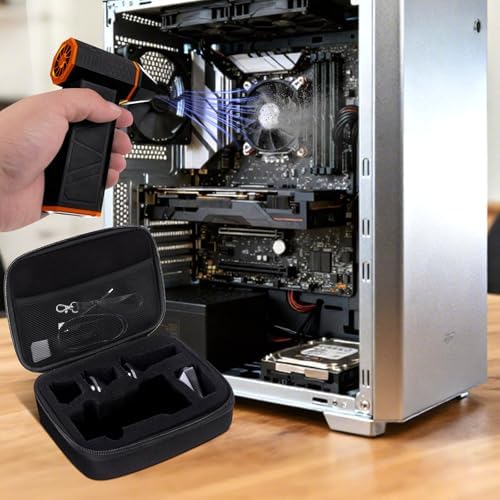 YouKnow Travel Case Compatible with WOLFBOX MF50 Compressed Air Duster - Custom Foam Organizer for Blower Tool & Accessories (Only Case) (Black)