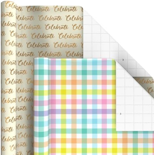 Hallmark Wrapping Paper Rolls for All Occasions (Birthday, Plaid, Flowers)