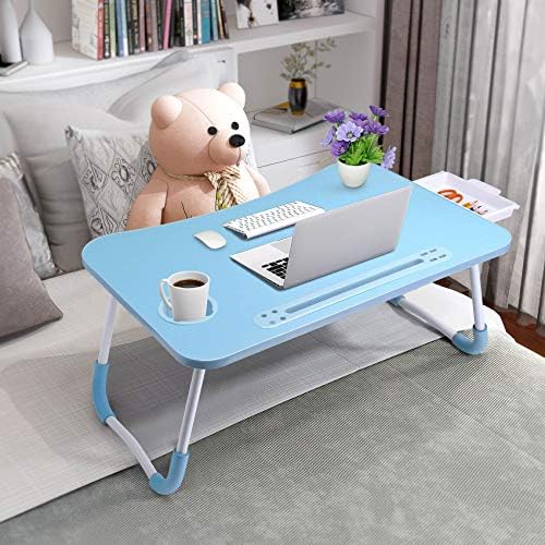 Slendor Bed Desk for Laptop and Writing with Storage, Cup Holder, Light