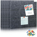 6 Packs Deep Grey Cork Board Felt Board Tiles, Bulletin Board 12"X12" with 30 Push Pins, Felt Board for Home Kitchen Office Decor, Self-Adhesive Corkboard Tiles for Walls School Message Display Board