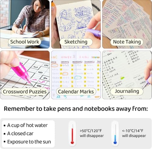 12Pcs Retractable Erasable Gel Pens Clicker,Fine Point 0.7mm Smooth Writing Pens,For Writing Journaling Taking Notes School Office Home. (6Black+6Blue)