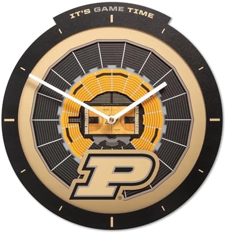 YouTheFan NCAA Purdue Boilermakers BB StadiumView 3D Wall Clock