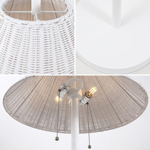 JONATHAN Y Nando 2-Light Coastal Rattan Floor Lamp 61", White