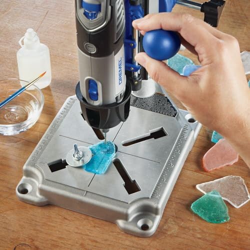 Dremel Drill Press Rotary Tool Workstation Stand with Wrench - Mini Portable Press & Tool Holder - 2-Inch Depth - Ideal for Drilling Perpendicular and Angled Holes - 220-01