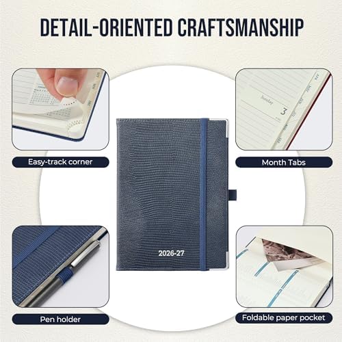 Planner 2026-2027 Weekly & Monthly Planner with Hourly Time Slots, 18 Month Academic Calendar July 2026 – Dec 2027, Vertical Layout, Monthly Tabs, Hardcover Business Agenda, Dark Blue