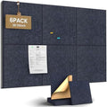 JBER Felt Bulletin Board 36" x 24", 6 Pack Felt Wall Tiles, Starlight Blue