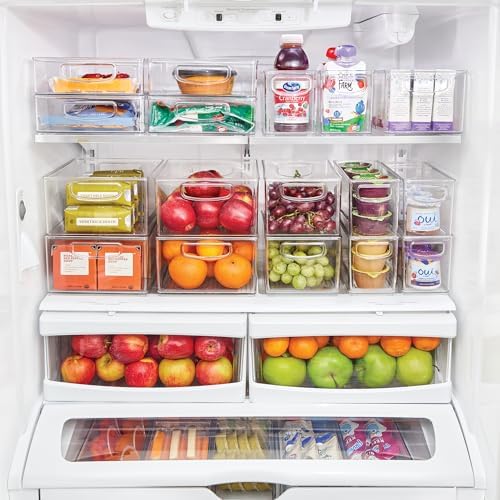 iDesign Stackable Plastic Handle Bin Storage Organizers, 18 Pack, Clear