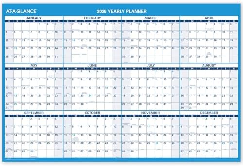 AT-A-GLANCE Erasable Calendar 2025-2026, Dry Erase Wall Planner, 48" x 32", Extra Large, Academic & Regular Year, Double Sided, Horizontal (PM326S28)
