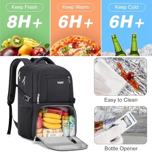 Insulated Lunch Backpack Fit 17" Laptop with Cooler Compartment