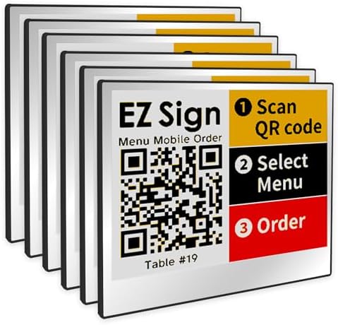 [Santek] EZ Sign NFC E-Paper Display – No Battery, Ultra-Thin 0.13”, Rewritable 4-Color Digital Display, App-Controlled (iOS/Android/PC), IP65 (Silver, 4.2" 6pcs, No Stand and Clip Included)