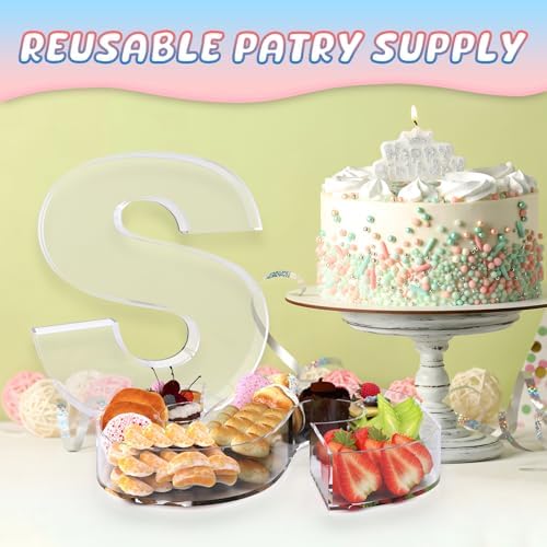 13.8" Extra Large Acrylic Letter Charcuterie Board Box, Reusable Fillable Letter Cake Candy Dish Display Serving Tray for Birthday Anniversary Party Decoration (S)