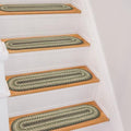 Homespice Pinecone Jute Braided Stair Treads, Oval 8x28 Set of 13