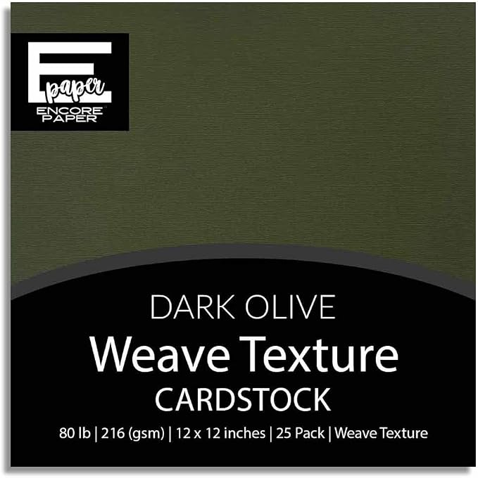 DARK OLIVE—12x12 Textured Cardstock | 80lb Textured Green Scrapbook Paper | Premium Cardstock for Cricut Cutting | 25 Sheets