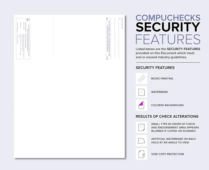 Compuchecks Check on Top Blank Check Paper - 1000 Pack, Quick-Books & Laser Printer Compatible - Security Business Checks with Voucher - 8.5" x 11" Green Pinstripe