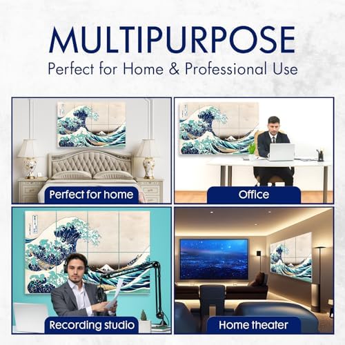 PINWELIFE® Masterpiece Acoustic Art Panels, 8-Pack 12"×16" Sound Absorbing Panels, Decorative Acoustic Wall Art, Noise and Echo Cancelling for Home Studio/Office, Nano Tape Included