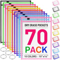 MR.MATE 70Pcs Dry Erase Pockets Sleeve 10x14,Clear Plastic Sheet Protectors