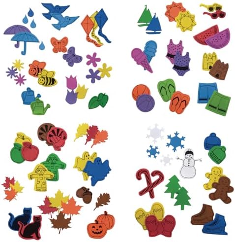 Colorations Seasonal Foam Shapes, Multicolor Set of 4 Buckets | Kids' Arts & Crafts Material