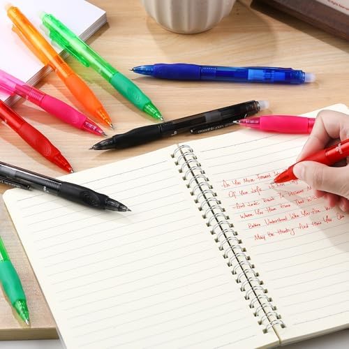 USUAL Retractable Erasable Gel Pens, 0.5mm Fine Point, 6 Assorted 12 Pack Colors Pens, Make Mistakes Disappear Smooth Writing for Office & Back-to-School Supplies