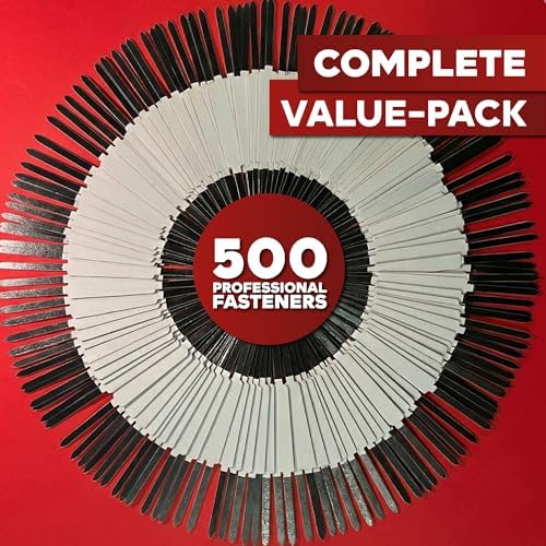 XFasten Self Adhesive Fasteners 2 Inch Capacity 500-Pack Archival-Grade Two Prong Paper Fasteners 2 Inch for Metal File Fastening, Folders, Medical Reports, Thick Paper Stacks, and Folder Accessories