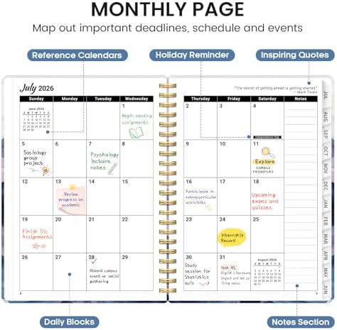 Planner 2026-2027, Jul 2026-Jun 2027 Academic Monthly & Weekly Planner | 8.5" x 11" Hardcover Pretty Calendar Planner for Women, Spiral Organizer for School Office Home Supplies, Distant Peaks
