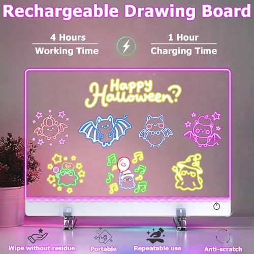 16.8-Inch Led Drawing Board for Kids: Rechargeable Lumiboard LED Drawing Tablet with 7 Colors&3 Dynamic Modes Dry Erase Boards Light Up Drawing Board Toys Birthday Gifts for Grandkids Girls Teens