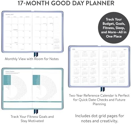 Orange Circle Studio Gilded Elegance 2027 Good Day Monthly Planner 17-Month Hardcover, 5.5" x 7.75", Lay-Flat Coptic Binding,100 GSM Acid-Free Paper, Monthly Calendar, Dot Grid Notes, Desk Planner Set