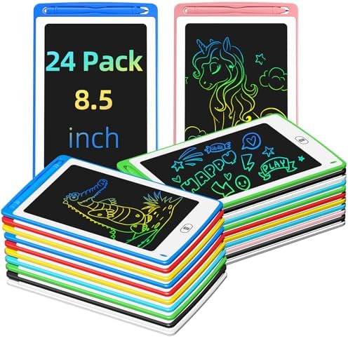 LCD Writing Tablet for Kids, 8.5 Inch Colorful Doodle Board Drawing Tablet, Educational Learning Toys Birthday Gifts for Boys Girls Age 3 4 5 6 7 8 (24 Pack)