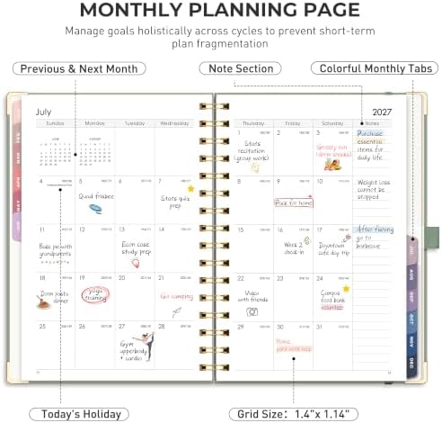 RETTACY 2027 Planner, Weekly and Monthly, A5 Size (5.7" x 8.3")