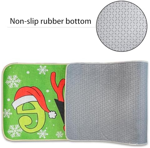 Christmas Decorations Indoor Christmas Kitchen Bathroom Door Mat Non Slip and Washable Winter Rubber Santa Snowflakes Door Mat for Outdoor Indoor 16x28 and 16 * 48Inch