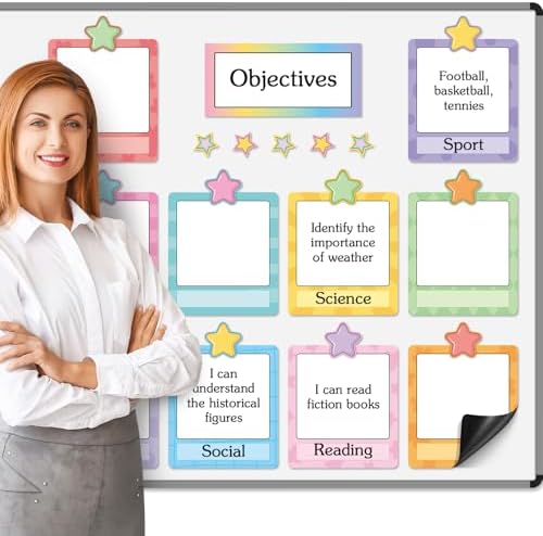 16 Pcs Magnetic Write Wipe Organization Chart, Stars