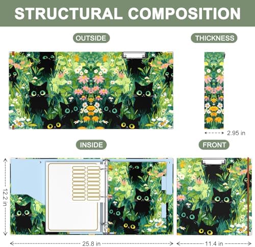 Rouidr 3 Ring Binder, 2 Inch Round Ring Binder Organizer with Clipboard, 5 Dividers Tabs, A4 8.5 x 11 Inch Paper & Clear Sleeves for School, Office Supplies