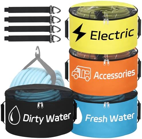 Nilight 4 Pack RV Hose Storage Bag Waterproof with Visible Cover