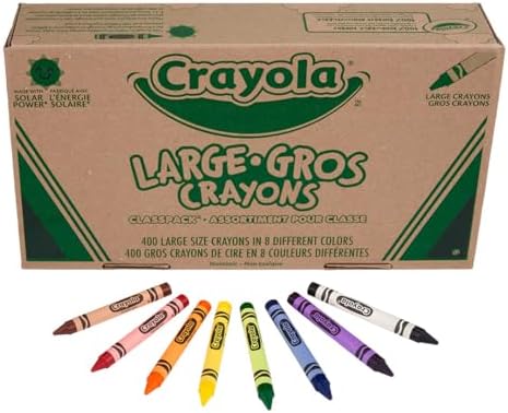 Crayola Crayon Classpack 400ct (8 Colors), Bulk School Supplies, Teacher Classroom Must Haves, Preschool & Kindergarten, Large Crayons for Kids & Toddlers