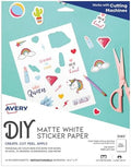 Avery Printable Sticker Paper, 8.5" x 11", Matte White, Repositionable Adhesive, Laser/Inkjet Compatible, 15 Full-Size Label Sheets, Great for Product Branding, Cute Stickers, Crafts, and More (3383)