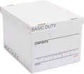 STAPLES Storage & Filing Box, Basic-Duty with Handles & Removeable Lid, Letter & Legal Size Documents, Stackable, 20-Pack, White/Black