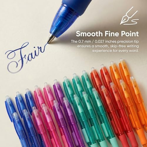 Volcanics Erasable Gel Pens, 0.7mm Medium Point, 6 Colors, 36 Pack | Colored Gel Ink Pens Erasable With Caps, Assorted Colors For Planner, Note Taking, Journaling And Office Supplies