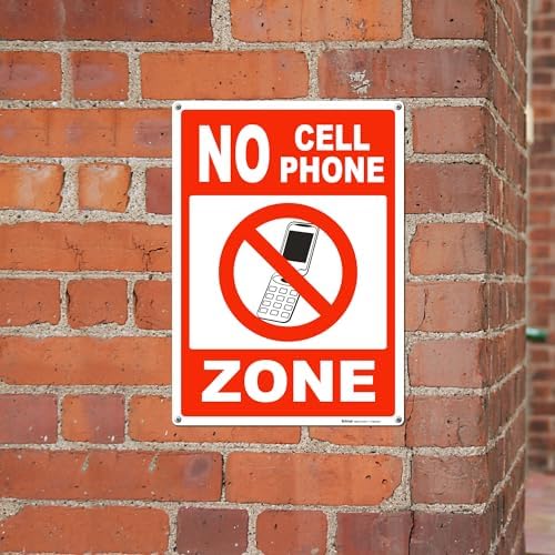 Brimar No Cell Phone Zone Sign, 10" X 14" Polyethylene Plastic, Made in USA