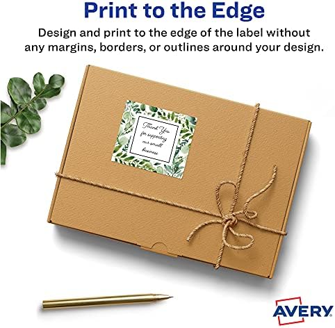 Avery® Matte White Square Labels, Sure Feed® Technology, 2" x 2", 600 Matte White Printable Labels