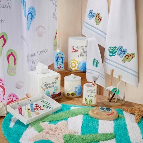 Avanti Linens - Accessory Set, Resin Tumbler, Toothbrush Holder, Soap Dish & Lotion Pump, Durable Bath Decor (Beach Mode Collection)