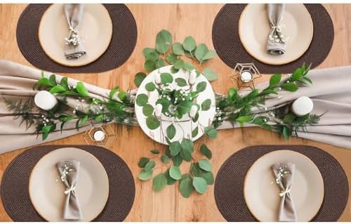 AHHFSMEI Placemats Set of 6 for Dining Table Washable Woven Non-Slip 18x12 inches Placemat Heat-Resistant Durable Table Mats for Dining Table Easy to Clean (Oval Brown, 6)