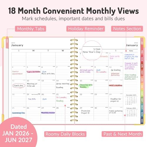Jul 2026 - Dec 2027 Planner, Forvencer 18 Month Planner 2026-2027, 8.5"x11"