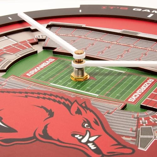 YouTheFan NCAA Arkansas Razorbacks StadiumView 3D Wall Clock